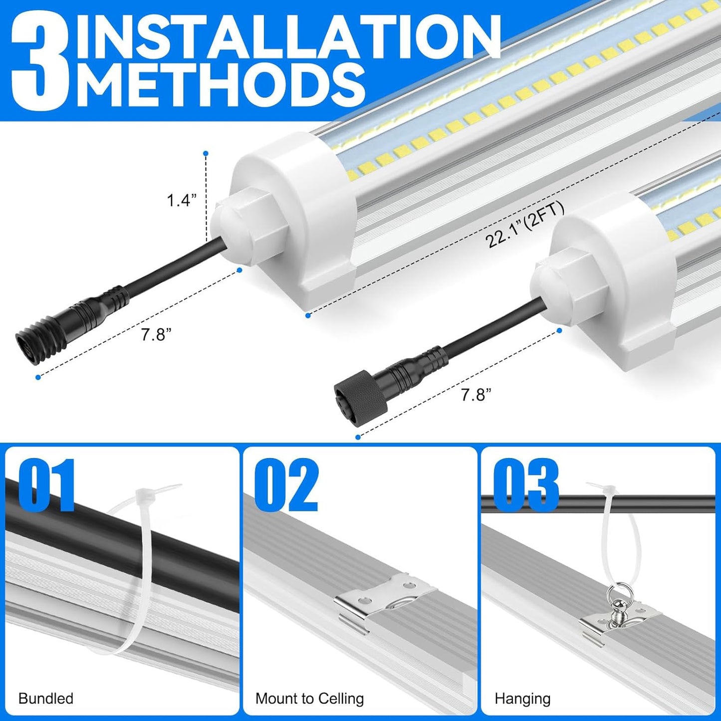 【2026 Waterproof Design】T8 Grow Lights for Indoor Plants, Full Spectrum LED Light for Seed Starting & Vegetables, 2FT 144W(6 X 24W, 900W Eqiv), Linkable Grow Light Strip with Switch, Yellow(6-Pack)