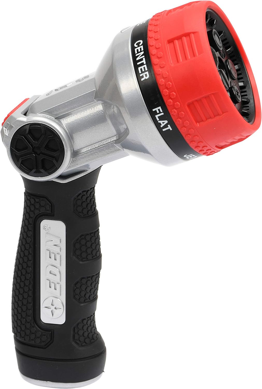 Eden 94805 Metal Thumb Control Heavy Duty Garden Hose Nozzle, High Pressure Water Sprayer W/ 7 Adjustable Patterns, W/Quick Connect Set for Plants, Lawn, Garden