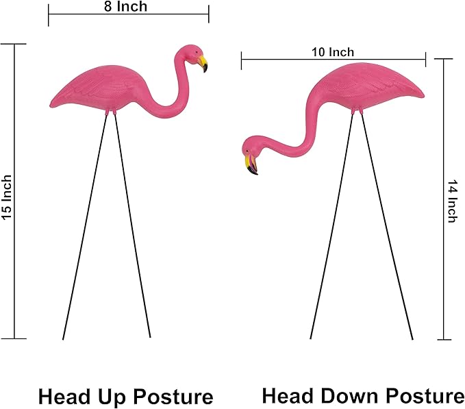 GiftExpress Pink Flamingos Yard Decorations - 2 Pack Small 14" Tall Plastic Flamingo Statue w/Metal Stakes - Lawn Ornaments & Garden Decor for Outdoor Parties