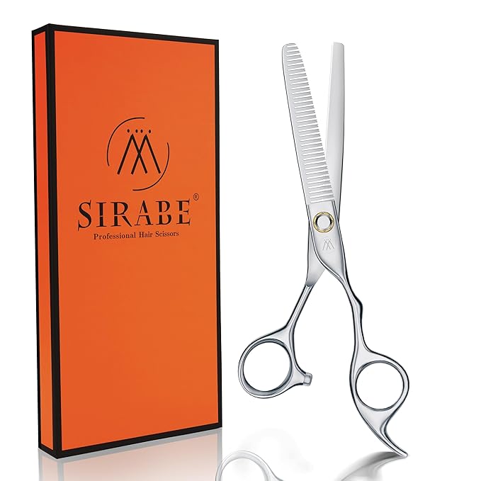 Sirabe HIGH-END Professional Hair Thinning Shears Barber Hair Cutting Texturizing Teeth Scissors with Case, Ultra 440C Sharp Blades for Salon Home Hairdressing
