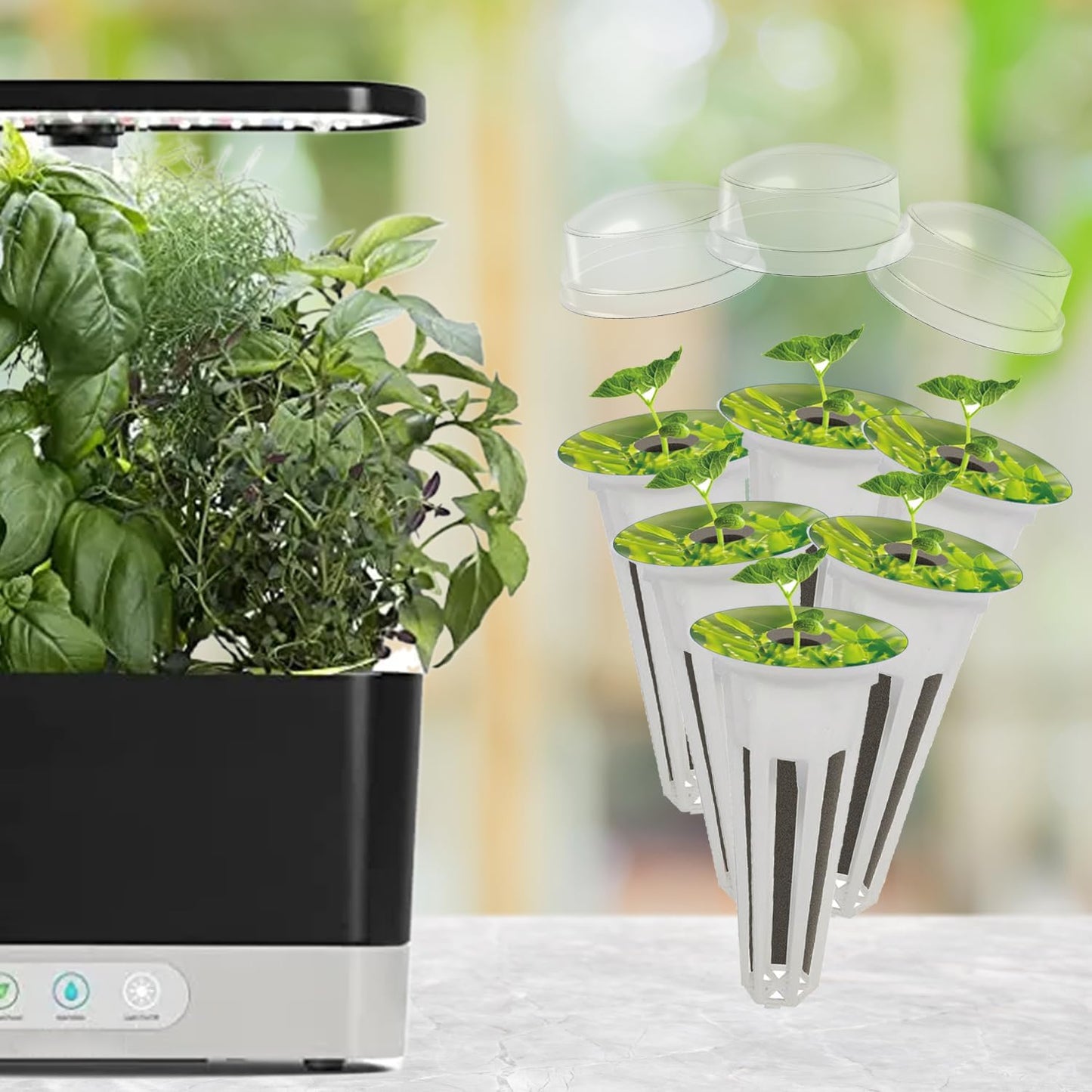 Seed Pod Kit for AeroGarden Growing System,Hydroponics Supplies with 12 Grow Sponges, 12 Grow Baskets, 12 Grow Domes,Plant Food A&B Solid Nutrient, 12 Labels and 1 Tweezer