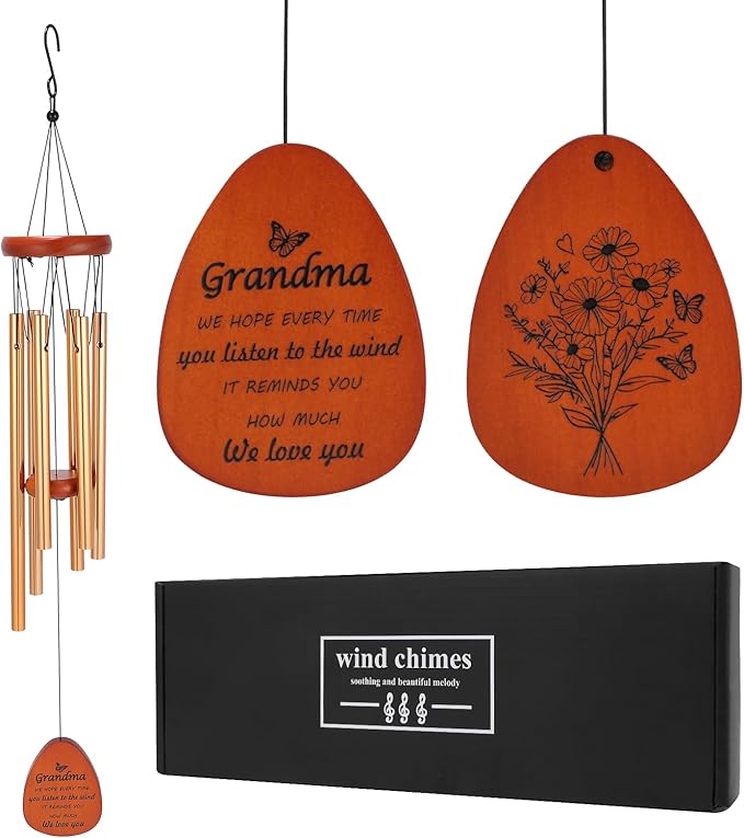 Gifts for Grandma from Granddaughter Grandson, Wind Chimes for Outside, Thanksgiving Christmas Birthday Gift for Grandmother - Windchimes Outdoors