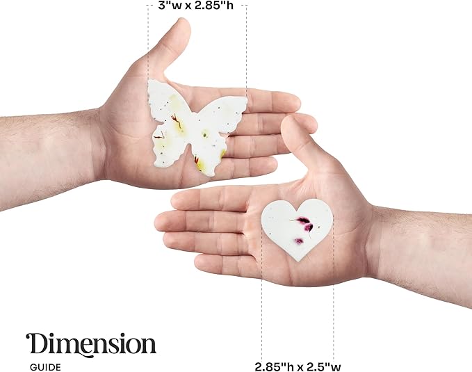 48pcs Plantable Seed Paper – 24 Heart & 24 Butterfly Embedded with Wildflower Seeds for Bridal Shower, Wedding Gift, Birthday, & Other Milestone Celebrations