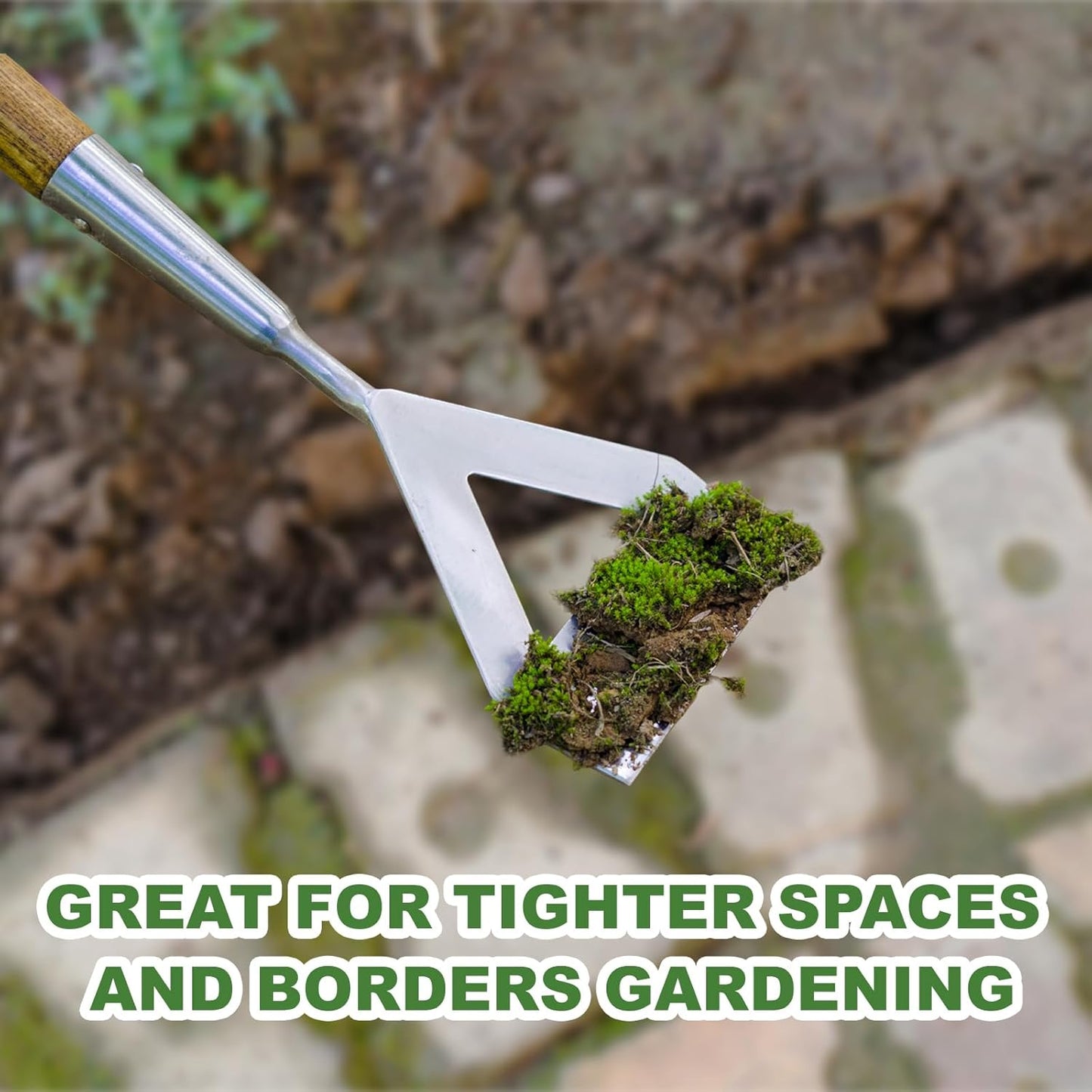 Haliaeetus Women's Dutch Hoe, 51'' Long Handle Dutch Hoe Weeder for Standing to Remove Weeds, Stainless Steel Push Pull Weeder for Weeding in Between Seedlings, Removal of Moss and Soil Loosening