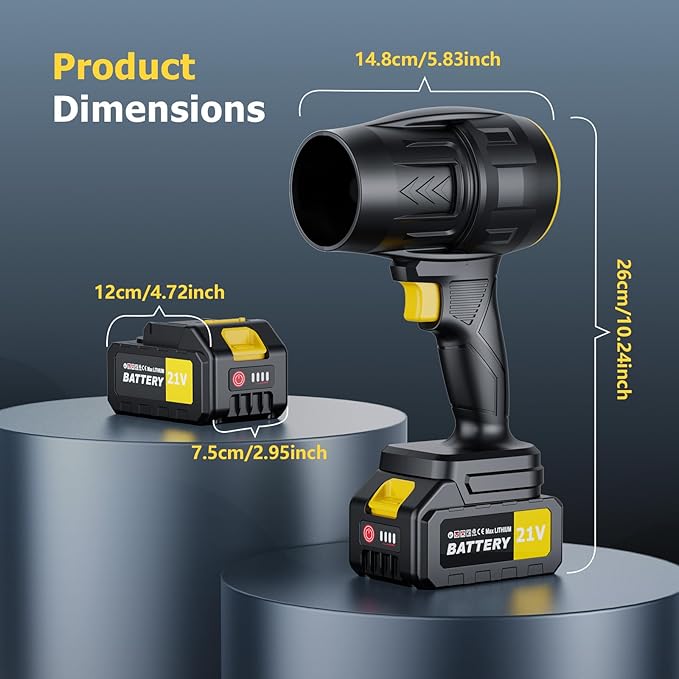 400,000RPM Handheld Leaf Blower Cordless with 2 Battery and Charger, 550CFM Lightweight Electric Cordless Leaf Blowers, 21V Battery Powered Leaves Blowers for Lawn Care, Patio, Car and Dus