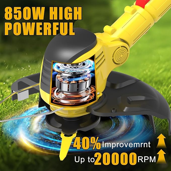 Weed Wacker Cordless,21V Electric Weed Cordless Eater Battery Powered with 2 x 4.0Ah Batteries, Edgers for landscaping/Electric Grass Trimmer/Garden Tools, Adjustable Control Lever