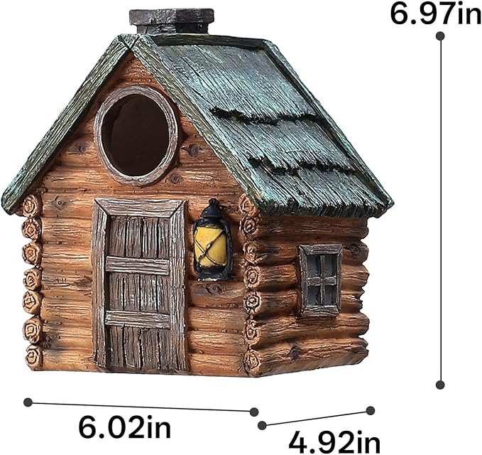 Real Wood-Look Resin Bird House – Waterproof & Durable Forest Bird Houses for Garden, Patio, Yard