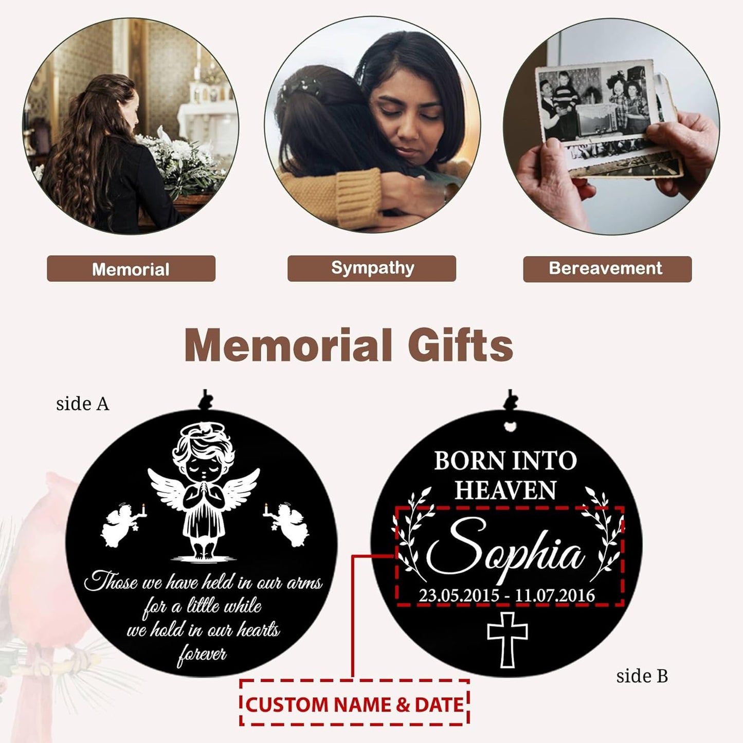 Personalized 36" Memorial Wind Chimes for Outside, Sympathy and Bereavement Gift for Loss of Loved One, A Thoughtful Remembrance of Mother, Father or Husband for Garden and Patio