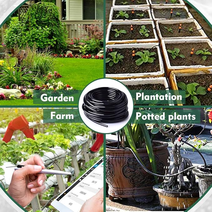 Bonviee 50 FT Blank Distribution Tubing Irrigation Drip Hose, 1/4 Inch Drip Line for Garden Watering System