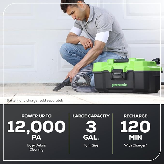 Greenworks 48V (2x24V) Lawn Mower Combo Kit with 20" Steel Deck, 12" String Trimmer, 320 CFM Blower, Wet/Dry Shop Vacuum – All-in-One Cordless Combo: Ideal for Home Yard Work & Indoor Cleaning
