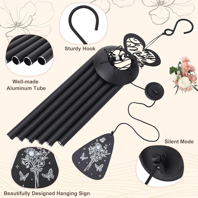 Gifts for Mom 35'' Moms Wind Chimes Christmas Best Gift for Mom Mother Birthday Gift from Daughter Son Love Reminder Gifts Windchimes Outside for Birthday Mother's Day Thanksgiving