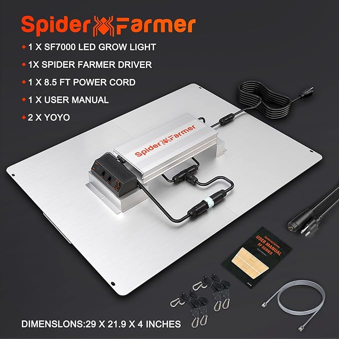 SPIDER FARMER SF7000, Samsung LM301B Diodes Led Grow Light, Full Spectrum Plant Grow Light, 650W Dimmable & High Efficiency & Uniform PPFD Commercial Lamps for Seedling Veg & Bloom In 5x5 Grow Tent