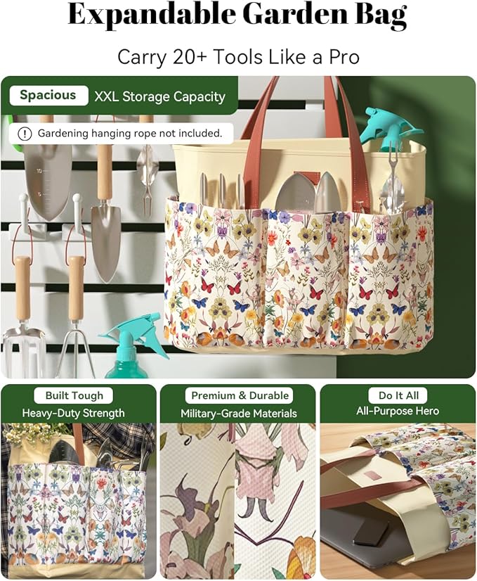 VerdantVibes 9-Piece Garden Tool Set - Heavy Duty Gardening Hand Tools with Ergonomic Non-Slip Grips, Rust-Resistant Shovel, Trowel, Rake, Pruner & Storage Bag - Ideal Gardening Gifts for Women