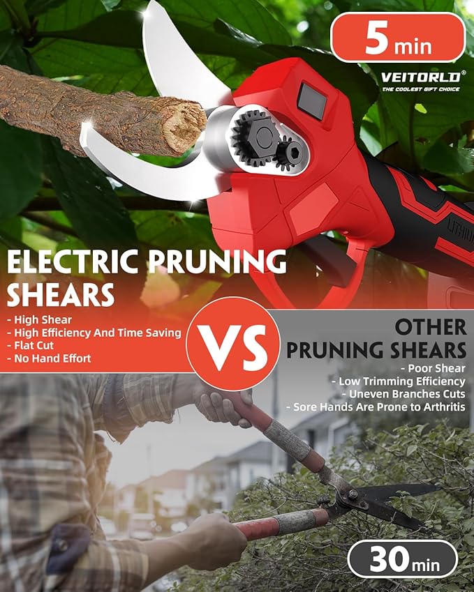 20V Electric Pruning Shears, Garden Shears, 30mm 1.2'' Cutting Diameter Portable Cordless Branch Cutter Tree Trimmer with LCD Display&Replaceable Blade, Gifts for Men Dad Him Husband Christmas