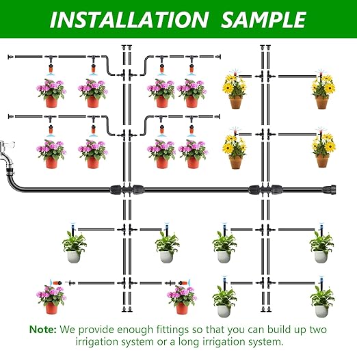 256FT Automatic Drip Irrigation System Kit,Automatic Garden Watering Misting System for Greenhouse, Yard, Plant ,Lawn with 1/2 inch Hose 1/4 inch Distribution Tubing and Accessories