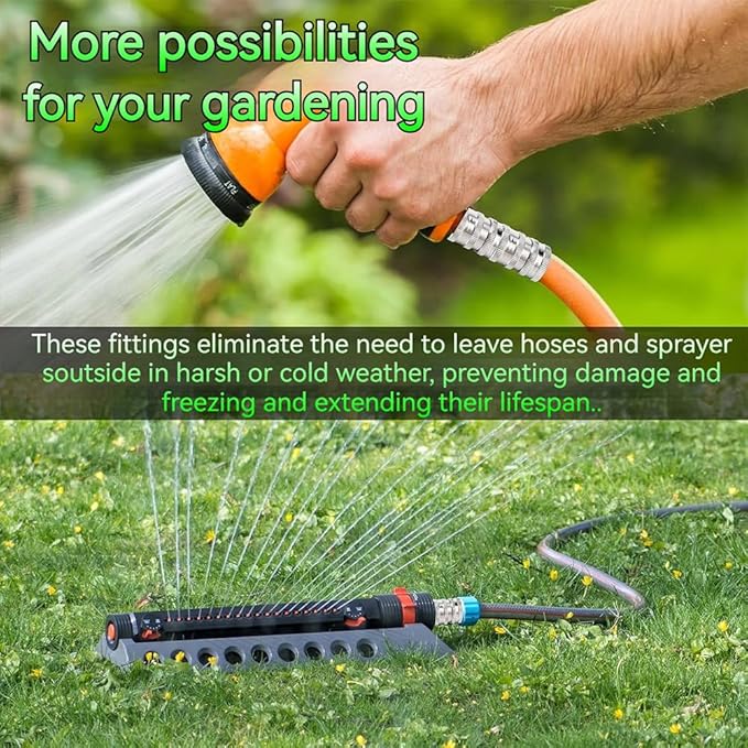 2025 New Stainless Steel Garden Hose Quick Connect Fittings Set, 3/4 Inch GHT Water Hose Quick Connect Fittings, Heavy Duty Quick Release Connector For Hoses And Sprayers (2*Pcs)