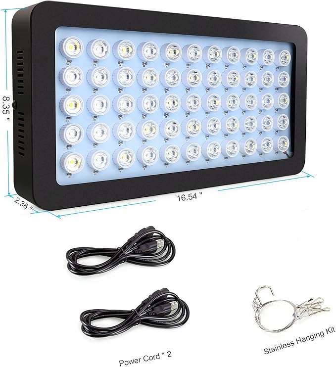 ARKNOAH LED Aquarium Light 165W, Full Spectrum Fish Tank Light Dimmable Brightness for Freshwater and Saltwater Aquariums, Energy-Efficient Coral & Plant Growth