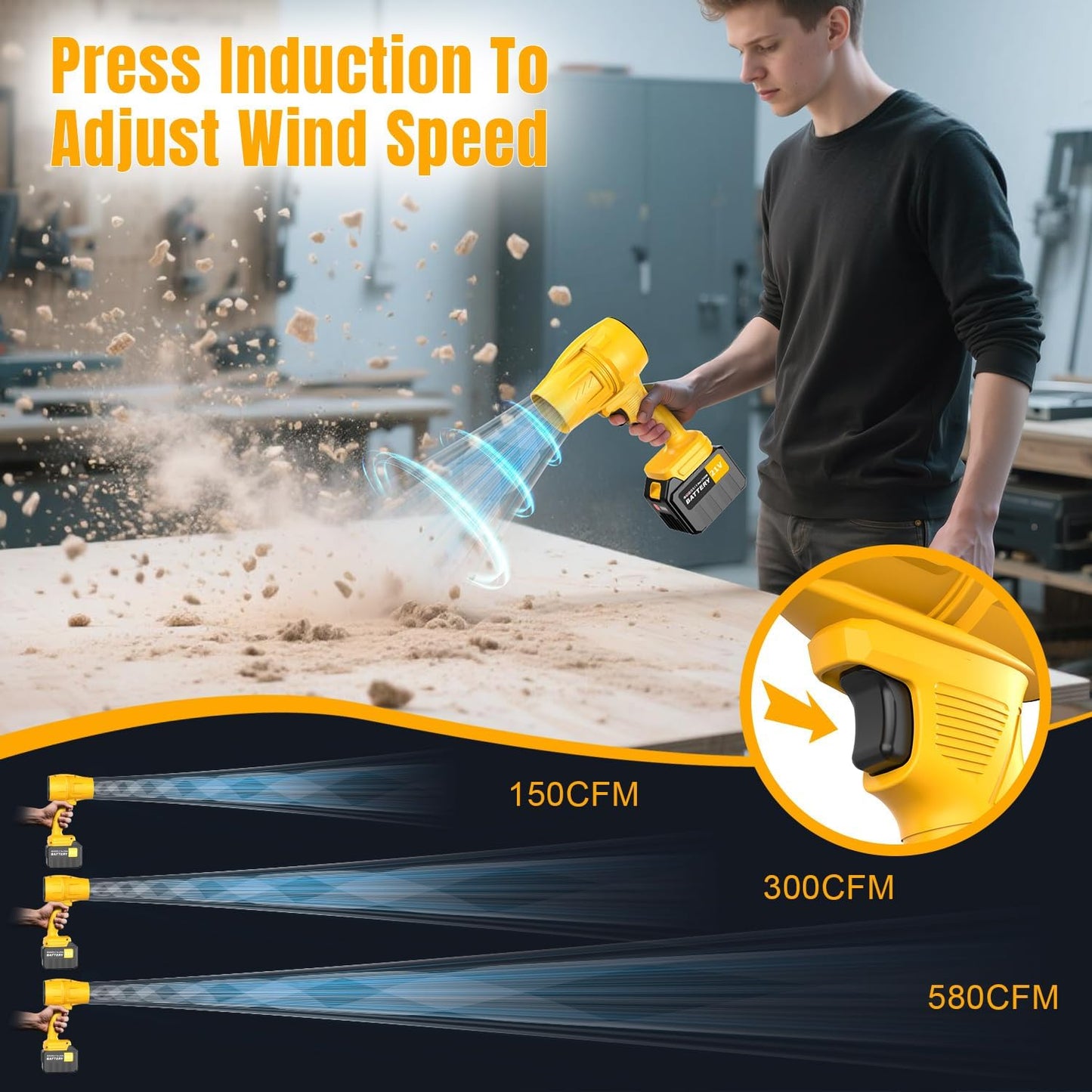 Handheld Leaf Blower 600000RPM, Mini Leaf Blower Cordless 2 x 6.0Ah Batteries, Blower for Lawn Care with Adjustable Speed, Lightweight Leaf Blowers for Patio Car Cleaning, Leaves, Dust