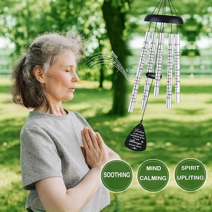 Sympathy Memorial Wind Chimes for Outside Loss of Loved One, Sympathy Gift Baskets Windchimes Outdoors in Memory of A Loved One, Grief Funeral Bereavement Memorial Gifts for Loss of Father Mother, 32"