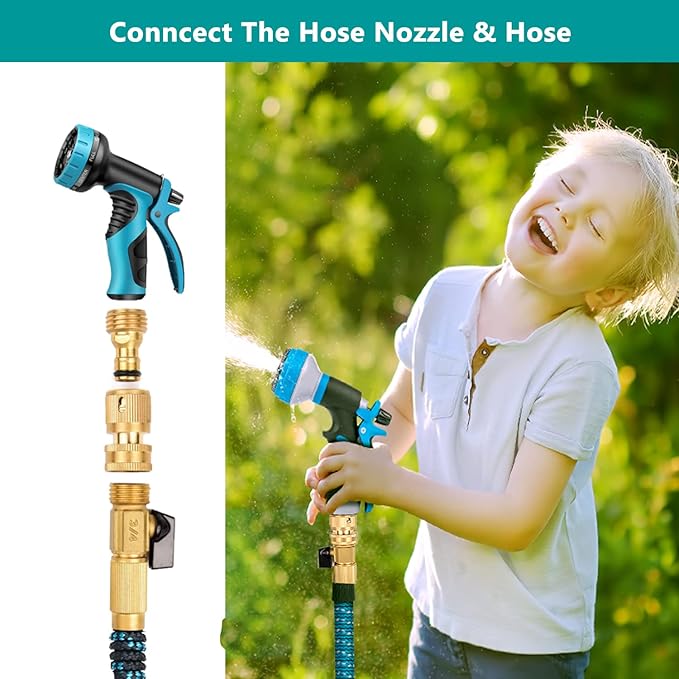 FINEST+ Garden Hose Quick Connector, Solid Brass 3/4 Inch Thread Fitting No-Leak Water Hose Female and Male Easy Connect (4 Sets)