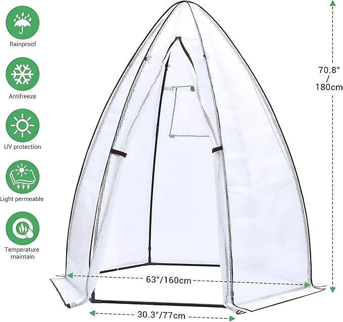 Portable Greenhouse for Outsides, Ohuhu Heavy Duty Green House Tent with Durable PE Cover, Garden Plant Protector with Zippered Door Mesh Window for Vegetables Flowers Fruits Herbs, 63x54x71 Inch