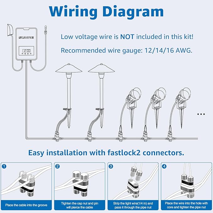 SUNVIE LED Landscape Lighting Kit Low Voltage Landscape Lights with Transformer Low Voltage Pathway Lights Aluminum Landscape Spotlights Path Lights with Connectors for Yard House Garden Tree