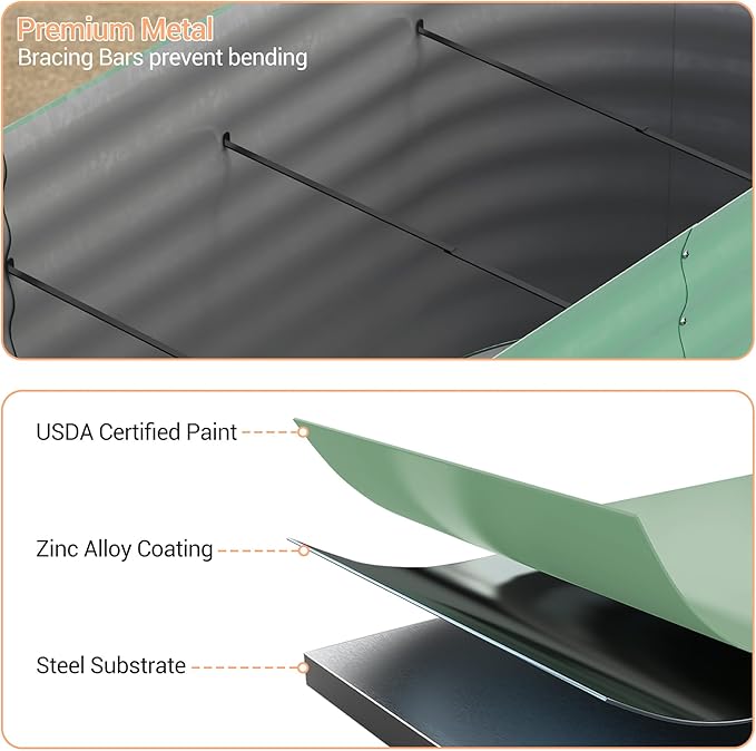 6x3x2 ft Galvanized Raised Garden Bed Outdoor, 24 in Tall Metal Planter Box for Flowers Herbs Vegetables, Rust-Resistant Raised Garden Beds for Gardening, Easy Assembly Outdoor Garden Box & Planters