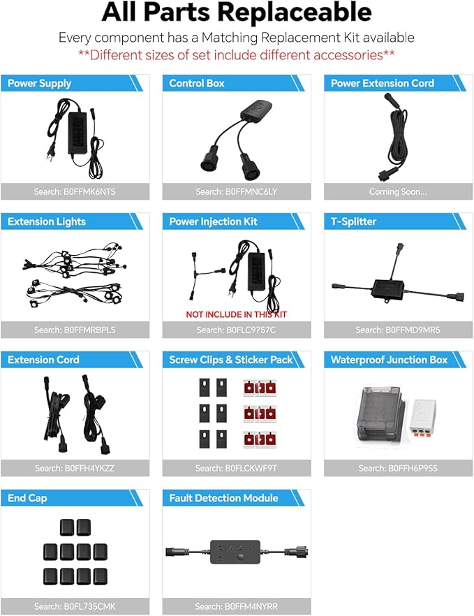 ASAHOM Permanent Outdoor Light Pro S108C, 150FT with 108 RGBCW 70lm LED, WLED Integration, AI Lighting, 30000 Lighting Effect Combination, IP67 Waterproof for Halloween Christmas Daily Decor, Black