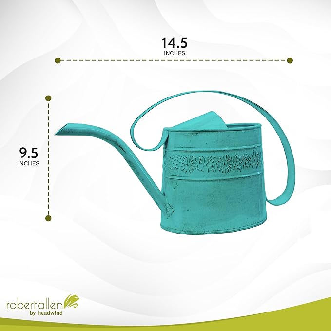 Headwind Willow Surf Blue 0.5 Gallon Galvanized Decorative Metal Garden Watering Can for Indoor & Outdoor Plant Care โ Vintage Gardening Plant Watering Can by Robert Allen
