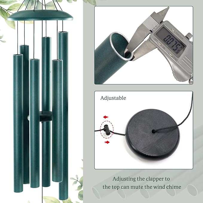ASTARIN 45in Wind Chimes for Outside,Memorial Wind Chimes Large with 6 Heavy Tubes,Sympathy Gifts, Large Deep Tone for Garden Hanging Decor, Gift for Mom Women Grandma Neighbors,Green