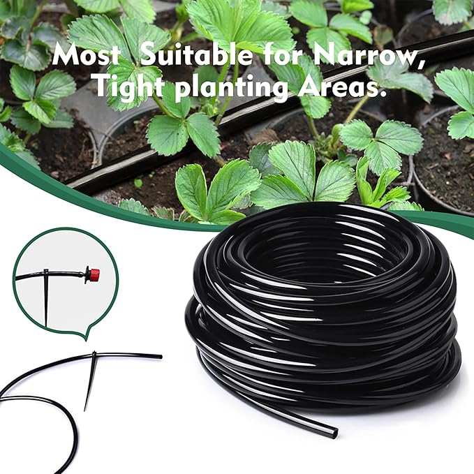 200FT 1/4 inch Drip Irrigation Tubing Blank Distribution Garden Watering Tube Line for Drip Irrigation Parts and Drip Systems, Black