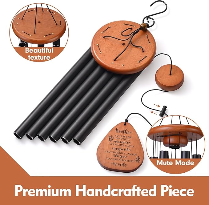 Memorial Gifts for Loss of Brother, 32" Memorial Wind Chimes for Loss of Brother Sympathy Gifts, Remembrance/Bereavement Gifts for Loss of Brother, Windchimes in Memory of Brother