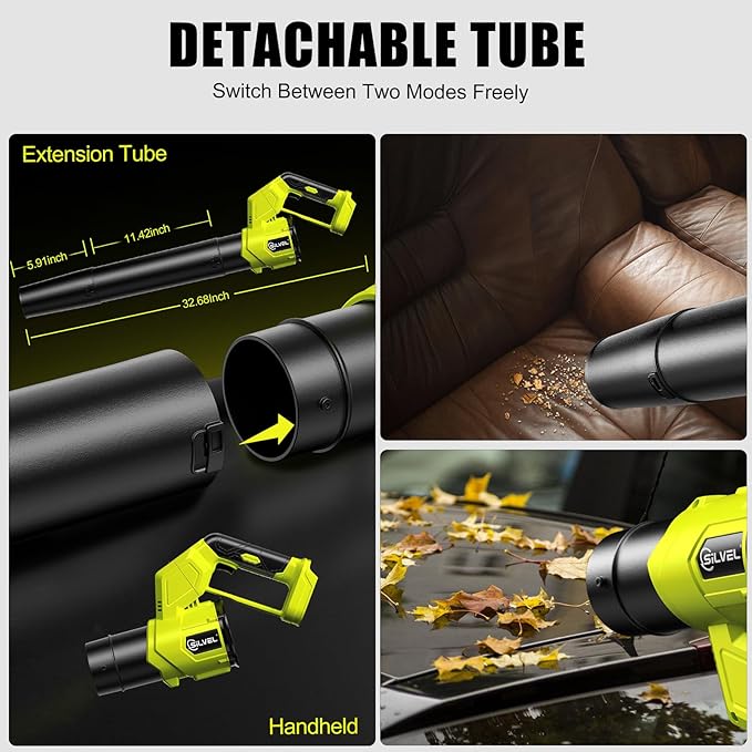 SILVEL Leaf Blower, 650CFM (200MPH) High Power Brushless Turbo, 24V Cordless Electric Blower with 2x6.0Ah Battery and Charger Lightweight for Lawn Care, Patio Cleaning, Fallen Leaves and Dust