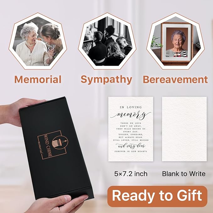 Memorial Wind Chimes for Loss of Loved One, Sympathy Wind Chimes Gift, Bereavement Gifts, Beautiful Outdoor Garden Decor with Soothing Melodic Tones