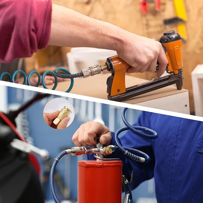 14 Pcs Brass Quick Connect Hose Fittings, Premium Air Hose Fittings, Coppering 1/4" Air Hose Fittings, Lightweight Air Compressor Quick Connect Fittings