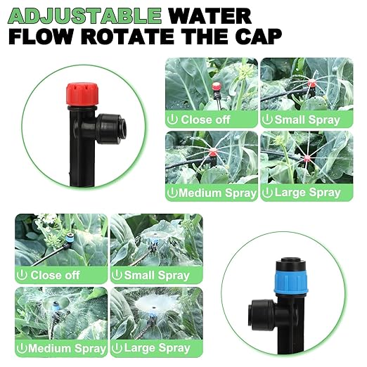 Drip Irrigation System โ 2025 Upgraded Garden Watering System with 46FT 1/2'' Tubing, New Quick-Connect 1/4 inch Fittings Automatic Sprinkler for Garden Lawn Greenhouse Plant Flower Bed