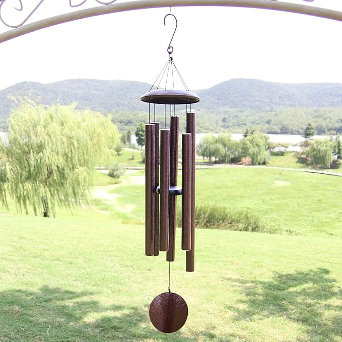 ASTARIN Outdoor Wind Chimes, 45 in Memorial Chimes with 6 Heavy Tubes, Large Deep Tone for Garden Hanging Decor, Sympathy Gifts. Bronze