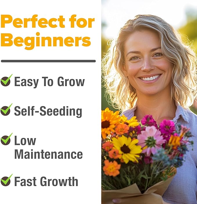 HOME GROWN π¨π¦π π£π₯ππ ππ¨π  Wildflower Seeds Mix - 49,100+ (2oz) Bulk Mix, 21 Varieties Wild Flower - Bee and Butterfly Garden Pack - Native Annual Flowers for Planting for Your Garden
