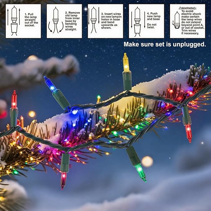 2 Pack Multicolor Christmas String Lights, 100 Count Each, Incandescent Mini Christmas Lights, Connectable Xmas Tree Light for Indoor Outdoor Garland Birthday Holiday Wedding Festival Party