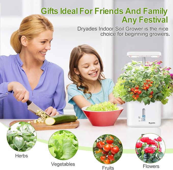 Indoor Garden Planter Growing Systems Soil plant pot indoor Small Smart Soil Gardening System with 17 Watts LED Grow Light Auto Timer Self-Watering Planter Pot Gifts for Mom Women (No Seeds&Soil)