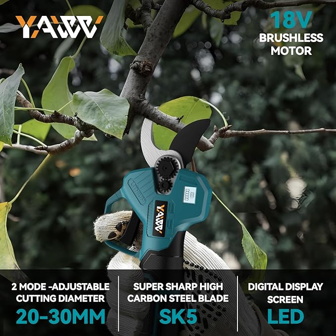 Brushless Electric Pruning Shears for Makta 18V Battery, Portable Cordless Pruning Shears with LCD Display&SK5 Blades, Adjustable Cutting Diameter 0.8-1.2 Inch for Gardening Tree Pruning(NO Battery)