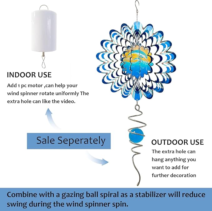 Animated Dolphin Wind Spinner | 3D Holographic Stainless Steel Kinetic Wind Spinners, Magical Dolphins Leaping Illusion, Outdoor Yard Art Garden Decor, Gift for Ocean Lover