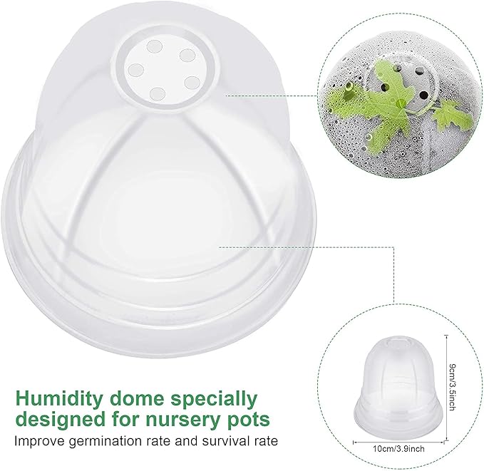 MIXC Plant Nursery Pots with Humidity Dome 4" Soft Transparent Plastic Gardening Pot Planting Containers Cups Planter Small Starter Seed Starting Trays for Seedling with 10pcs Plant Labels,30 Sets