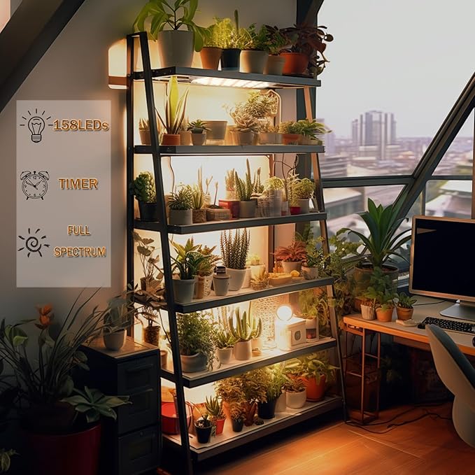 Grow Lights for Indoor Plants,Ultra-Thin Panel Grow Lamp,158LEDs Full Spectrum Grow Lights for Under Cabinet Plant, Grow Lamp with 3/9/12H Timer,10 Dimmable Levels for Plants Growing