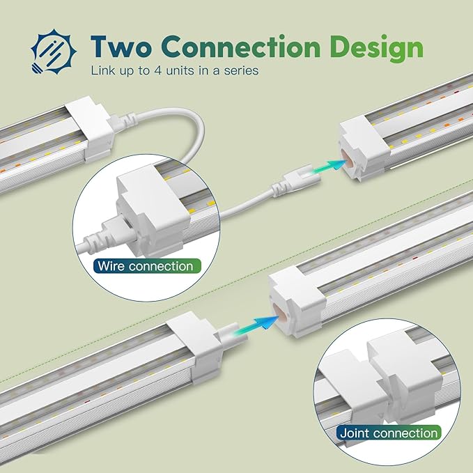 FREELICHT 2 Pack 4FT LED Grow Light, 40W (250W Equivalent), Full Spectrum Sunlight Growing Lamp Fixture, Linkable Hanging Plant Light for Hydroponic Indoor Plants Seeding, Plug-in with On/Off Switch