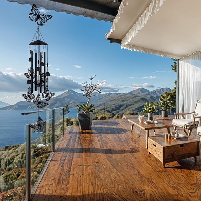 Outdoor Butterfly Wind Chimes Decorate, Memorial Wind Chimes, Wind Catcher, Mobile Butterfly Wind Bells for Home, Yard, Tree, Patio, Garden Decor, Gifts for Butterfly Lovers, Festival Gifts for Mom