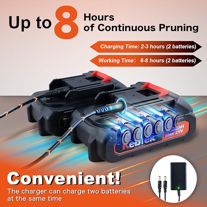 Kebtek Electric Pruning Shears 40mm with 4000mAh Batteries, Battery Power Pruners Cordless 1.6'' Electric Snippers Secateurs Professional Tool for Gardening Heavy Duty