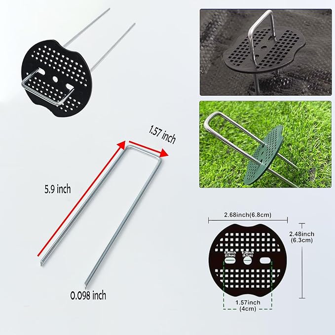 4 FTX100 FT Weed Barrier Fabric Heavy Duty, 4.23oz Landscape Fabric, with 60pcs U-Shaped Landscape Fabric Staples and 60pcsGarden Stakes Gaskets, 1 Shears