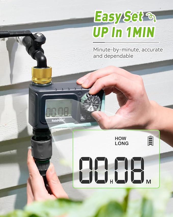 RAINPOINT Sprinkler Timer Outdoor, Water Timer for Garden Hose Faucet Timer, Programmable Watering Irrigation Timer with Rain Delay/Manual, V2, 2024 Release(Metal)