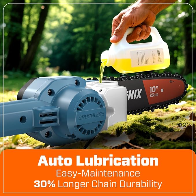 SENIX 10" Cordless Pole Saw, X6 60V Max 3.0Ah Battery Powered Pole Saw with 14ft Reach Carbon Fiber Telescoping Pole, 65.5ft/s Cutting Speed for Pruning and Trimming Branches(CSPX6-M)